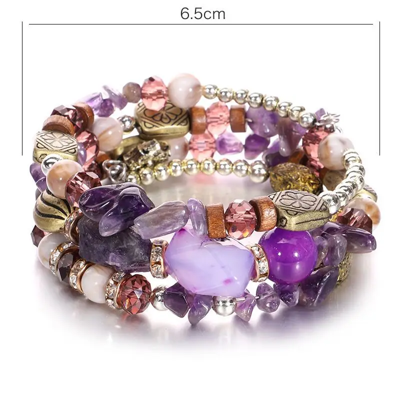 Bohemia Indian Jewelry Charm Bracelet for Women Personality Pattern Crystal Stone Bracelet Travel Accessories Pulsera Hombre