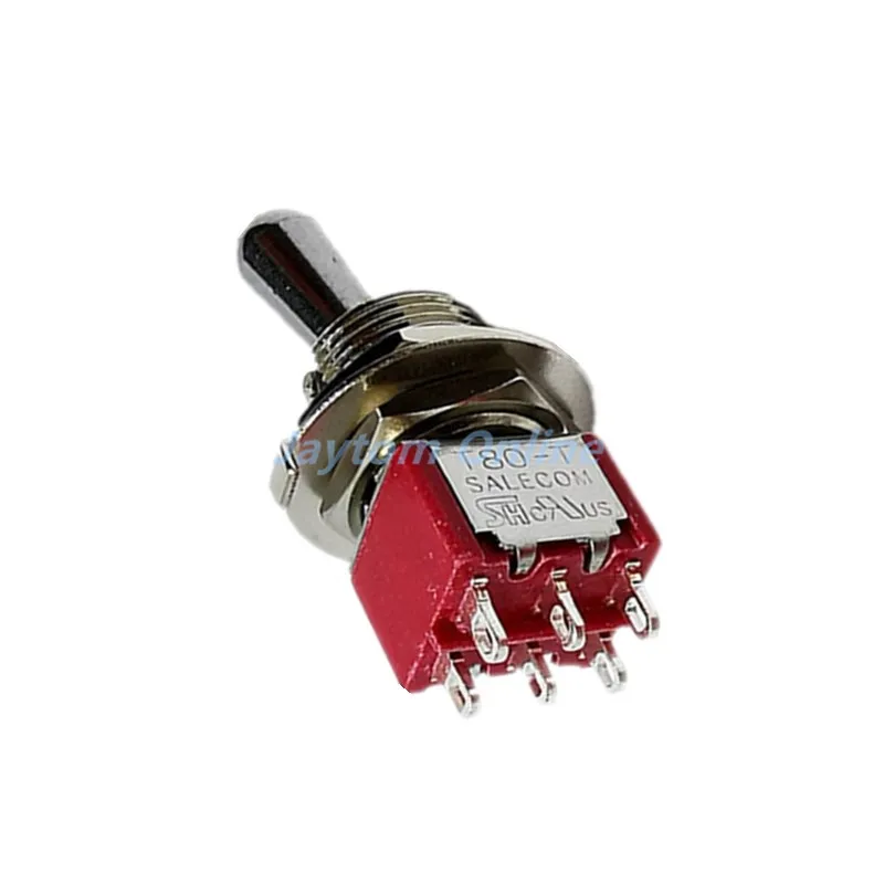 2pcs T80-T 12mm ON-OFF-ON DPDT 6Pin 3Position Maintained Mini Toggle Switch Short Handle 3A 250VAC/5A 125VAC