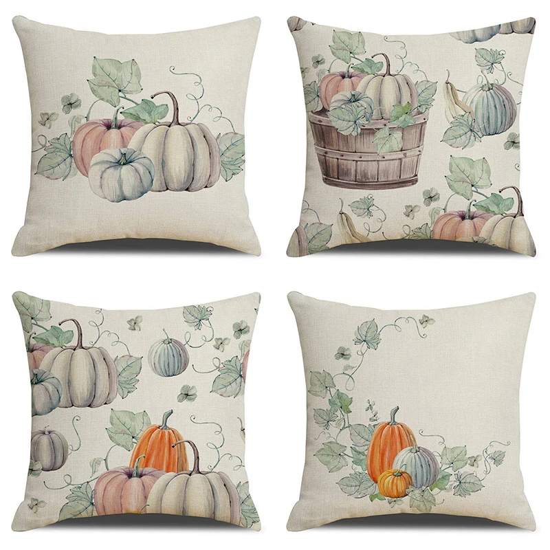 CANIRICA Fall Thanksgiving Pillow Cover Pumpkin Cushion Cover Linen Farmhouse Decor Pillow Case Home Decor Sofa Car Kussenhoes