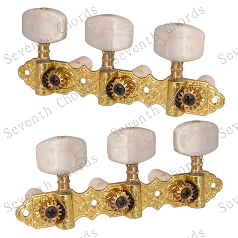 Ein Satz von 2 Stück goldfarbenen Stimmwirbeln für klassische Gitarren, Stimmgeräte, Gitarrenzubehörteile, Musikinstrumente – Detail 2