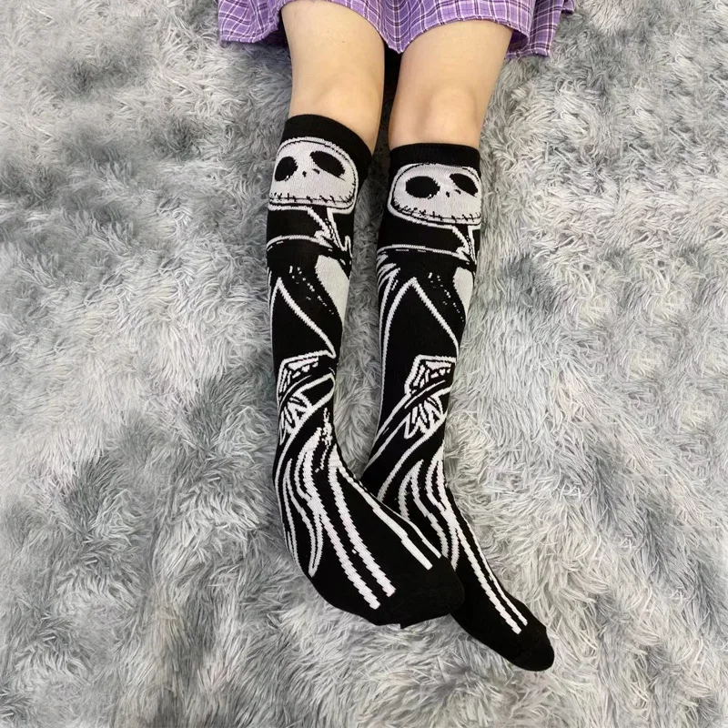 Chaussettes au genou à motif de modules sombres pour femmes et filles, Harajuku, gothique, punk, streetwear, centre commercial, école Goth JK, décontracté, rétro, lune, étoile, long, cool