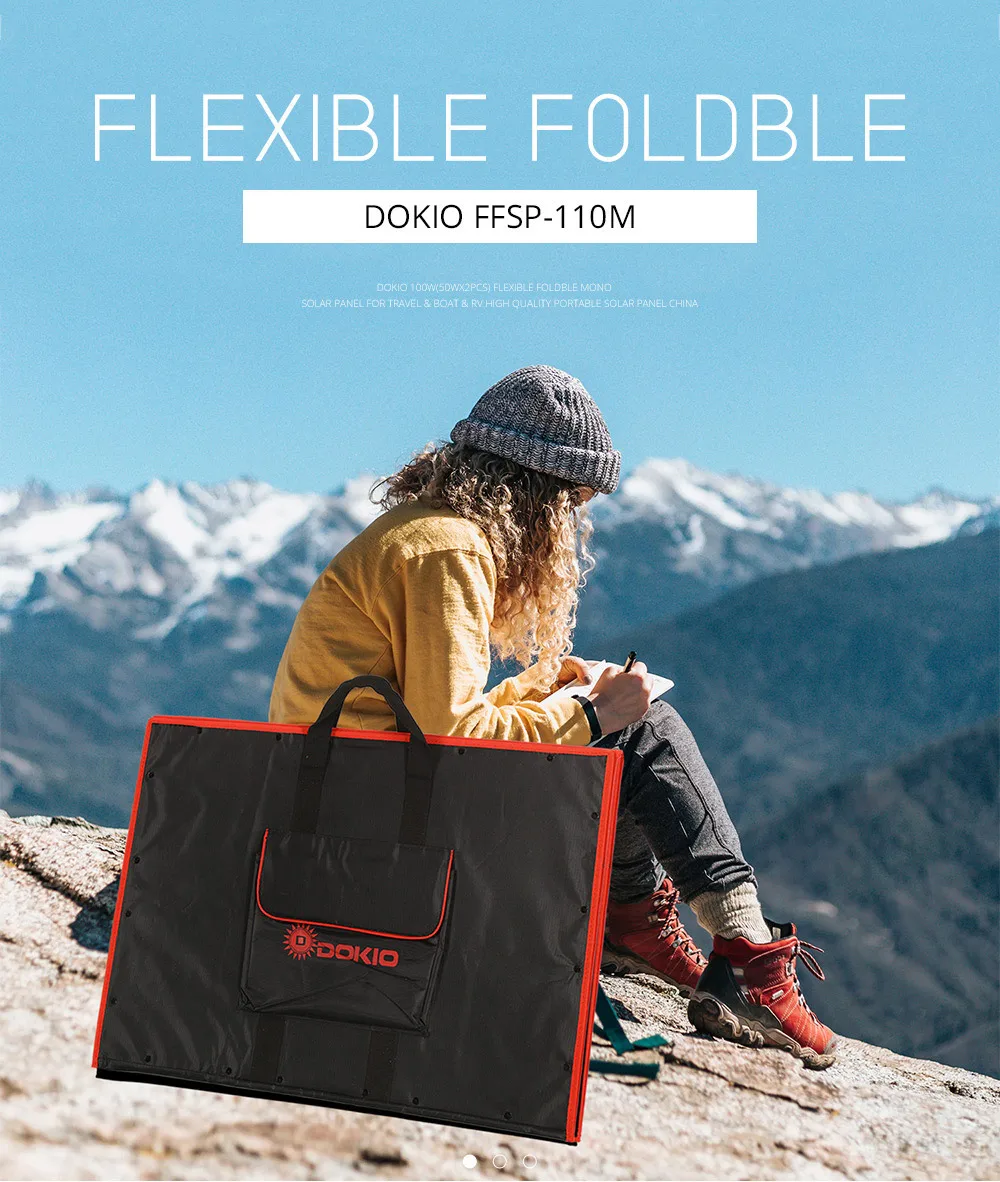 Dokio 100W (50Wx2Stk) Flexibles Faltbares Mono-Solarpanel für Reisen & Boot & Wohnmobil Hochwertiges Tragbares Solarpanel China – Detail 1