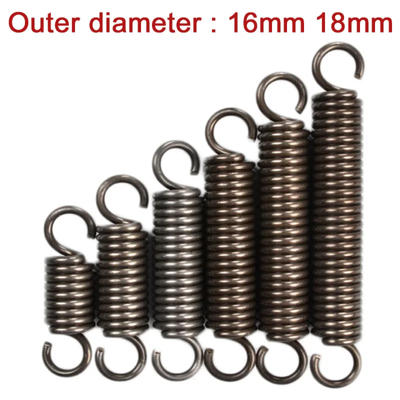 Wire Dia 2.0mm Extension Tension Expansion Spring Outer Dia 16mm / 18mm Length 50mm - 500mm Springs Steel Hook Spring DIY 1Pcs