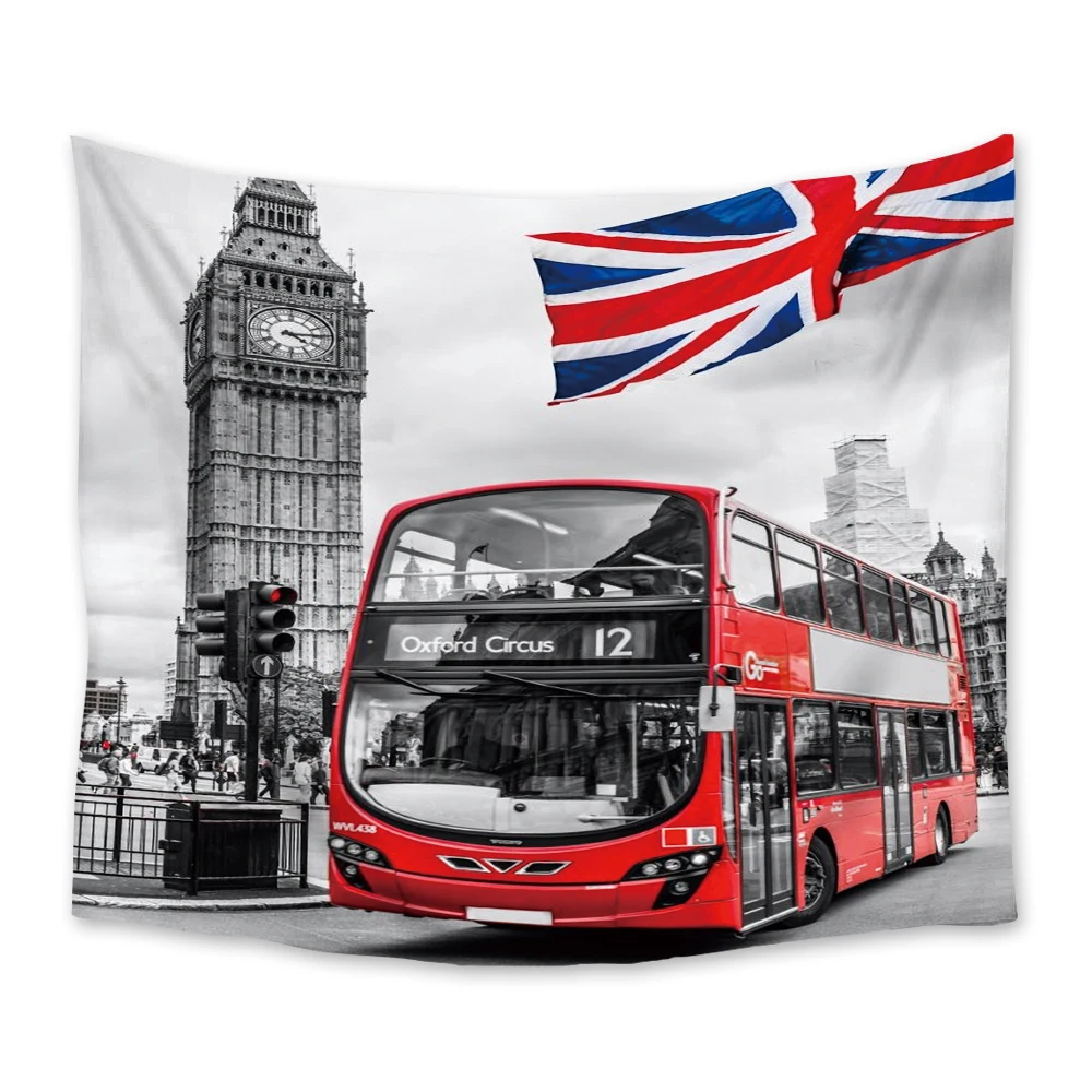 

British London Red Bus Big Ben Tapestry Cute Room Decor College Dorm Decoration Kawaii Wall Hanging Room Layout Tapestry