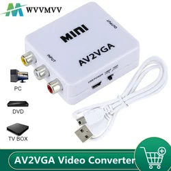 Convertisseur vidéo HD AV2VGA, boîtier Abrtor, AV, RCA, CVBS vers VGA, convertisseur vidéo avec audio 3.5mm vers PC, convertisseur HDTV Mini