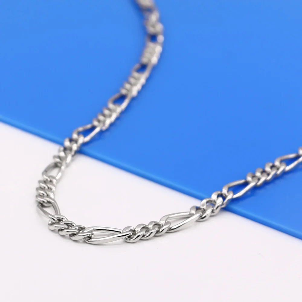 Fashion Men\'s Original 925 Silver Necklace 6MM Figaro Chain 22\'\' Length Classic Jewelry Gift Birthday Party Accessories Hip-hop