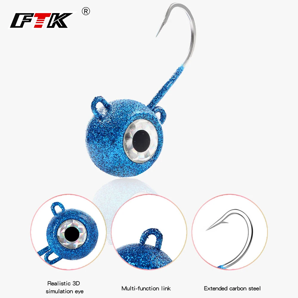 FTK-anzuelo de pesca con cabeza plomada, 120g/140g/160g/180g, señuelo suave para Sábalo, cebo fuerte para Jigging, aparejos de pesca de atún con ojo