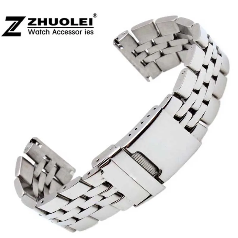 Pulsera de reloj de acero inoxidable para hombre, pulsera sólida de alta calidad, 22mm, 24mm