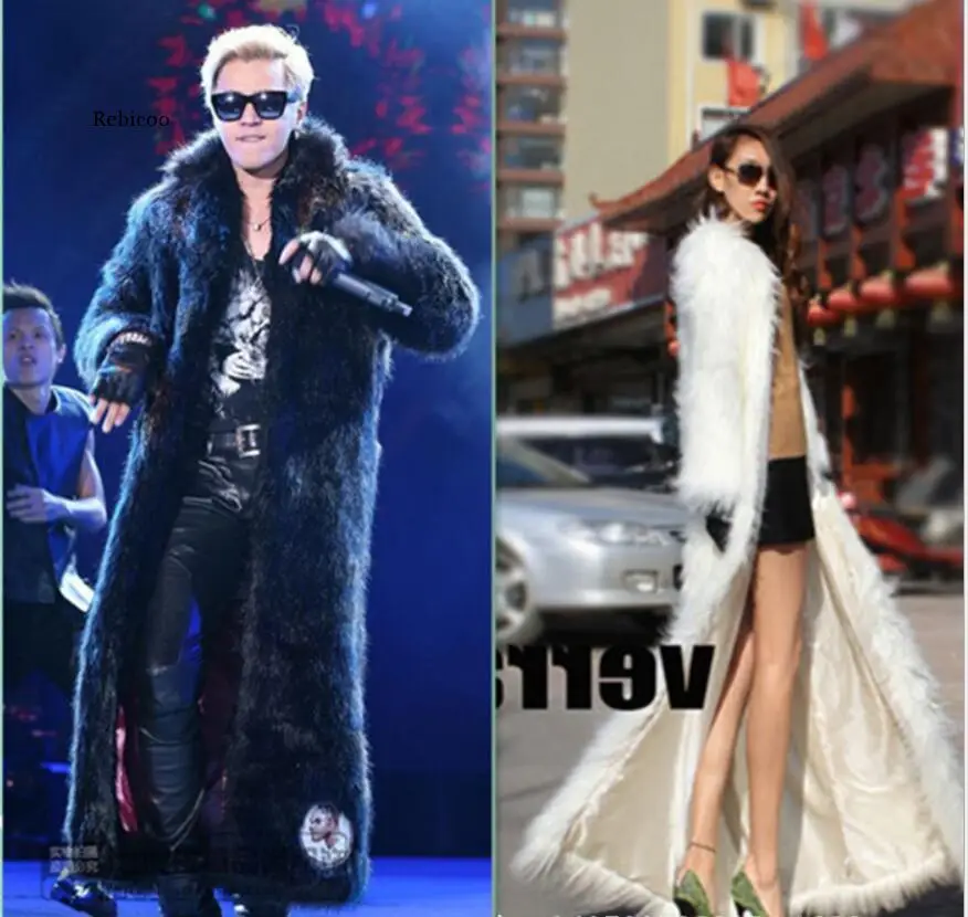 

New Womens X-Long Section Imitation Fox Fur Overcoats Turn Down Collar Man-Made Casual Female Fur Coats Invierno Mujer