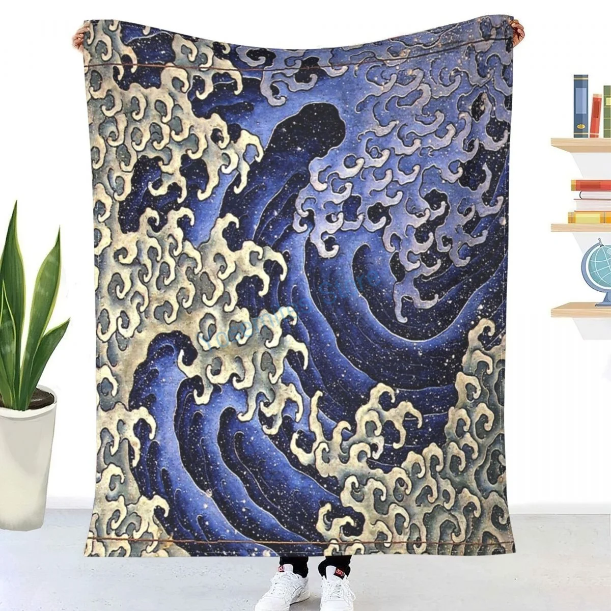 Japanese Feminine And Masculine Waves Throw Blanket Winter flannel bedspreads, bed sheets, blankets on cars and sofas, sofa