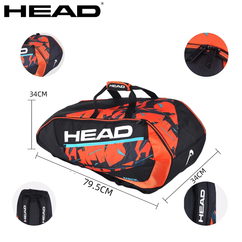 6-9 Pack HEAD Limited Edition Tennis Bag L4/5 Djokovic Tennis Racket Backpack Large Capacity Squash Badminton Gym Sport Backpack