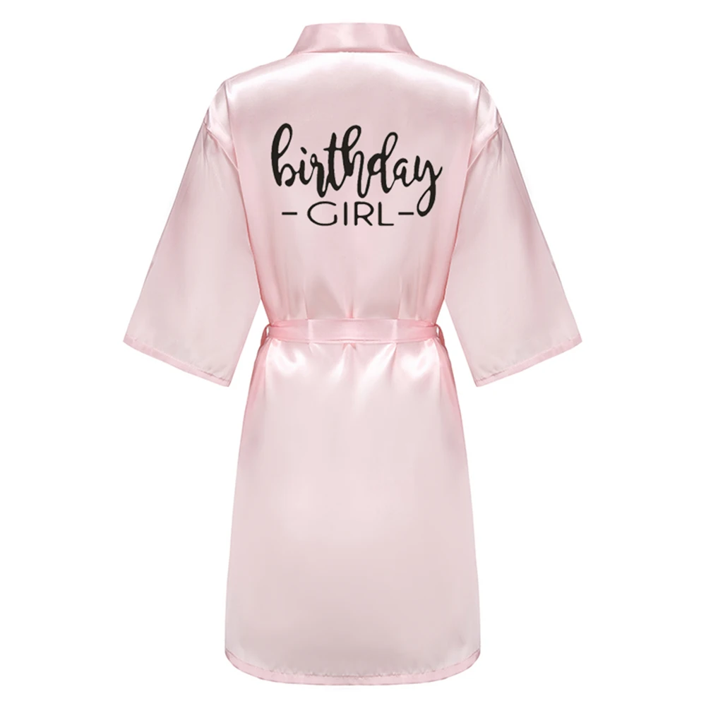 Birthday Party Girl & Entourage Satin Printing Women Pajamas Female Robes