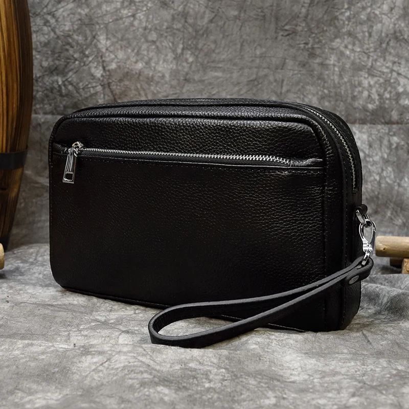 

Men clutch purse women crazy horse genuine leather cosmetic bag phone pocket soft leather mini shoulder bag travel bags