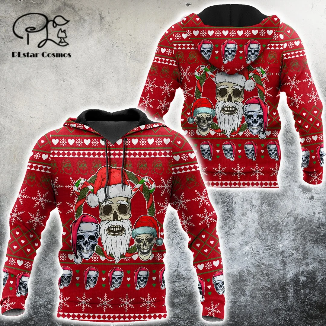 

PLstar Cosmos 3DPrint Newest Christmas Skull Art Unique Gothic Premium Hrajuku Casual Streetwear Hoodies/Zip/Sweatshirt Style-13