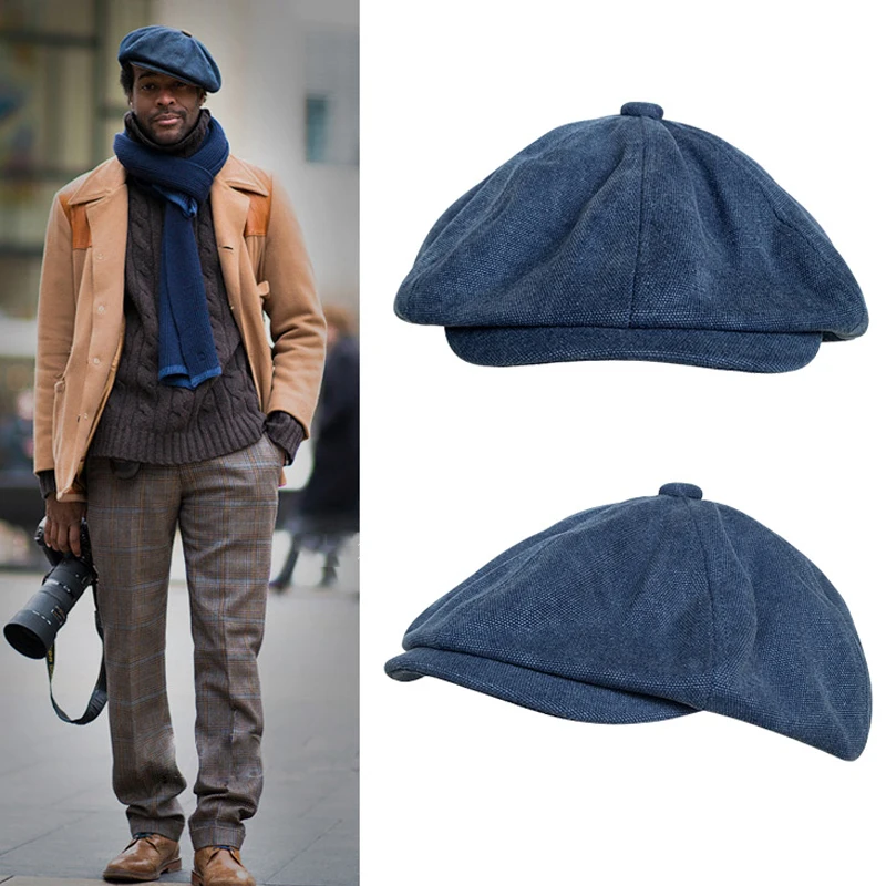 

Big Head Vintage Black Artist Headwear Berets men's formal wear professional casual dualuse Octagonal cap Unisex male hat