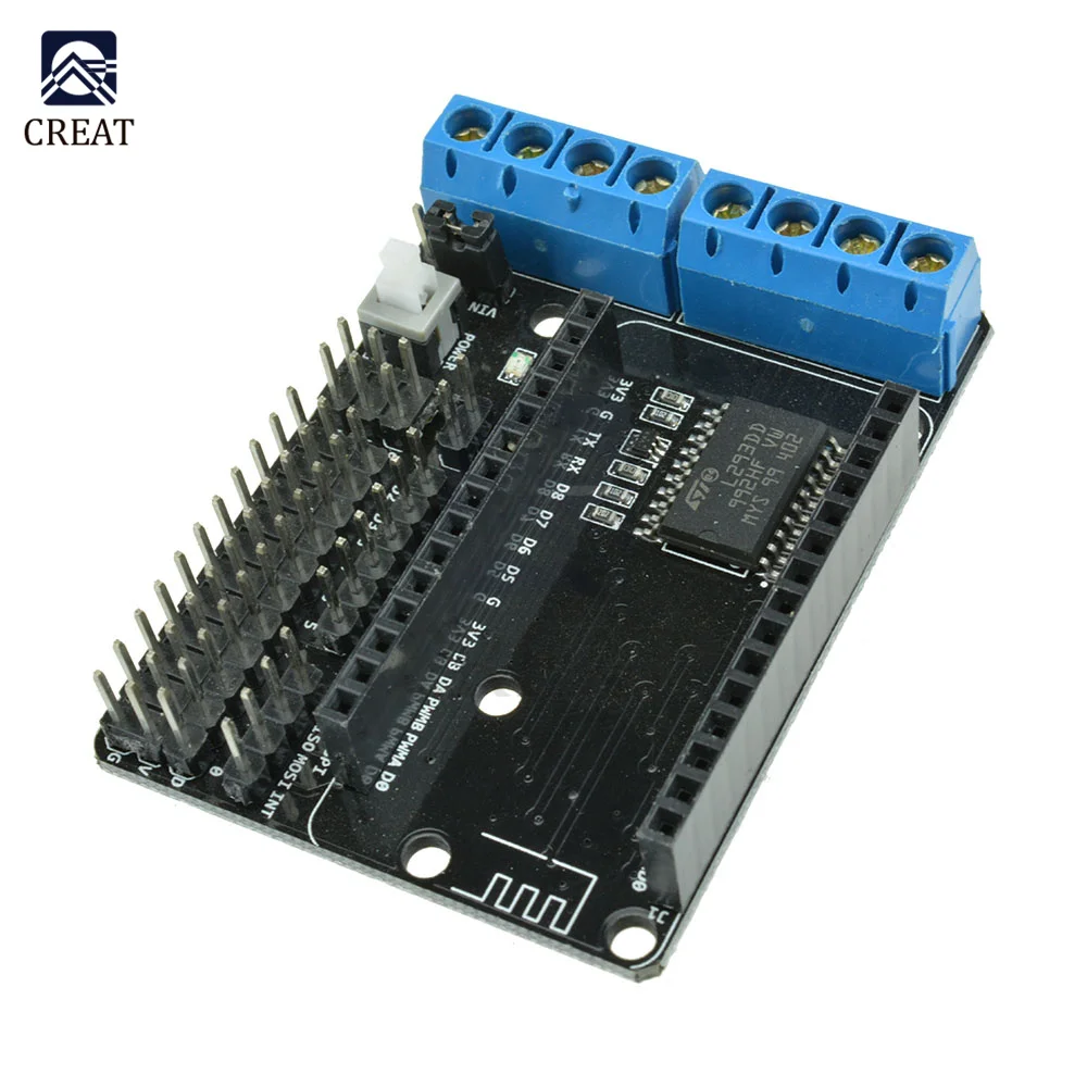 Módulo de puente en H de alta potencia Dual para Arduino, NodeMcu placa protectora de controlador de Motor, WIFI inalámbrico, L293D, L293, ESP8266, ESP-12E