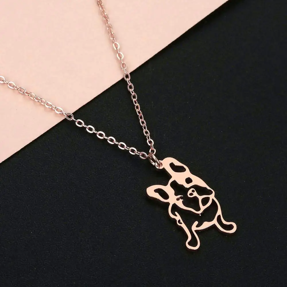 Chandler 2020 New French Bulldog Necklaces For Girls Cute Origami Puppy Dog Necklace Animal Pet Lovers