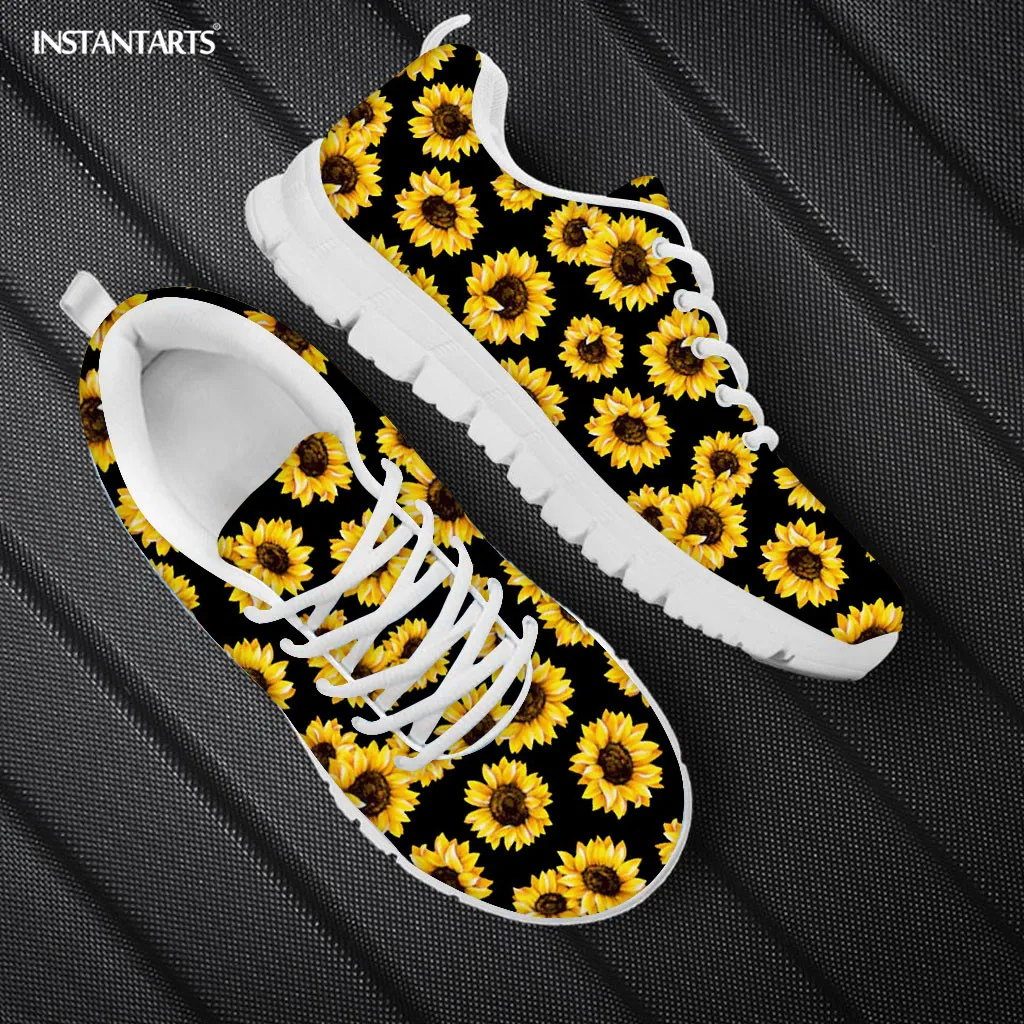 2025 Sunflower Print Women Sneakers Brand Design Unisex Lace Up Woman Flats Shoes Man Casual Shoe Breathable Ladies Sneaker