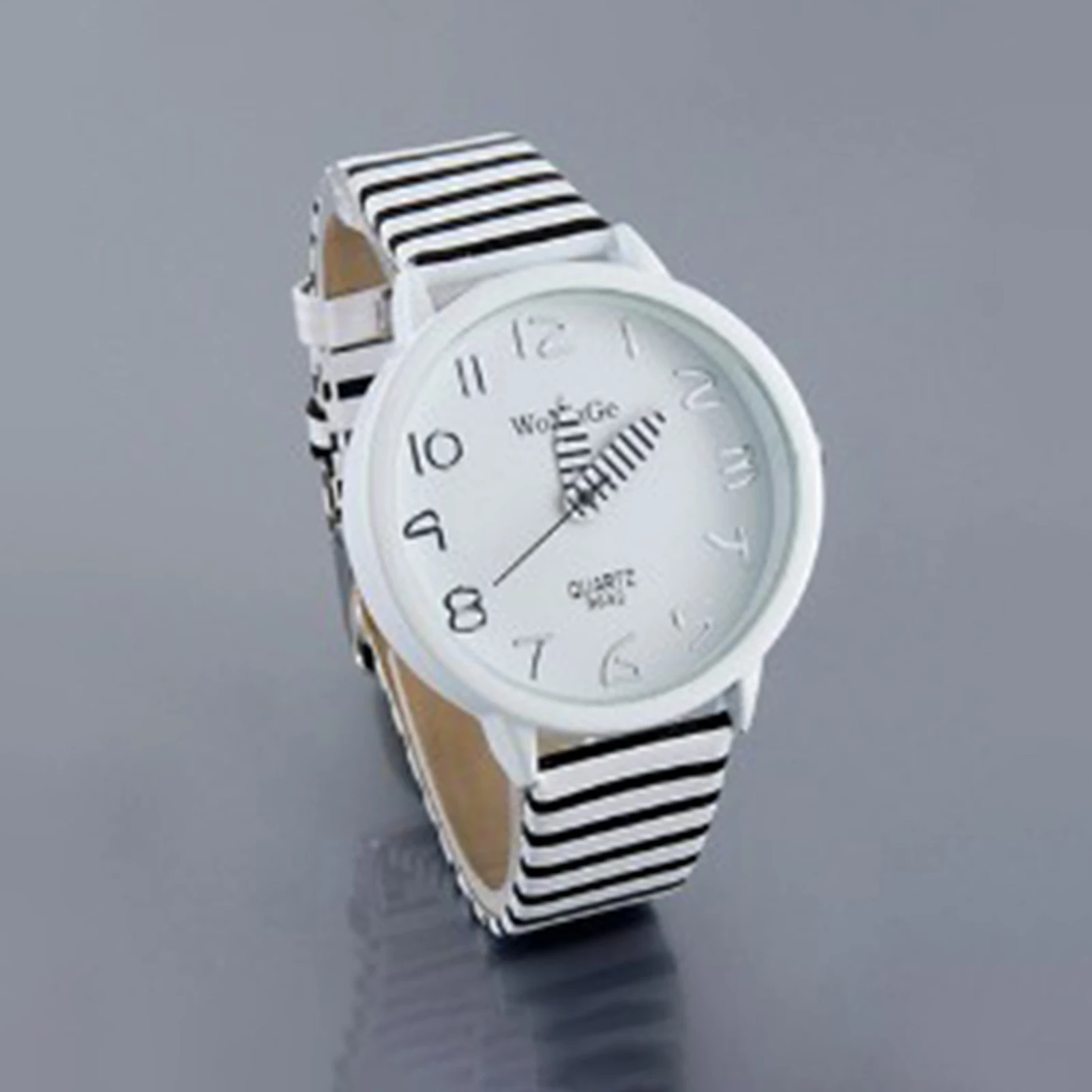 Fashion Wrist Watch Women Fashion Color Striped Strap Round Case Casual Quartz Analog Wrist Watch Striped Faux Leather