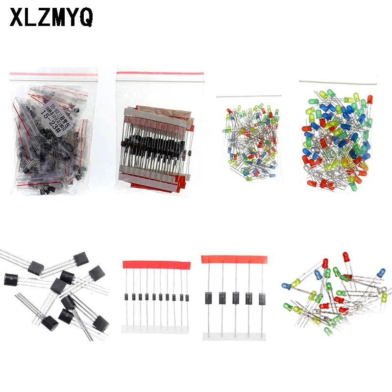 Kit di componenti elettronici fai da te Kit di assortimento di resistori a Film metallico diodi Led condensatore elettrolitico Set ceramico pacchetto Transistor