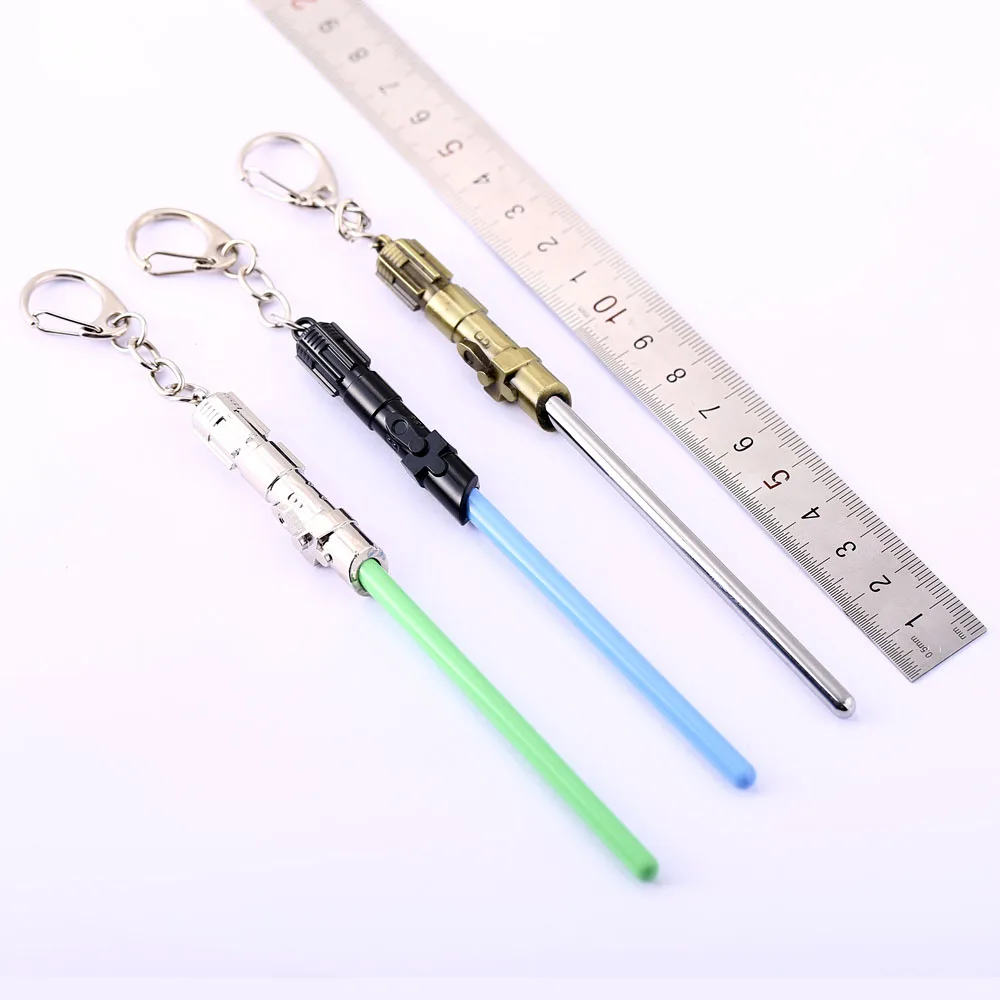 1 PCS Cosplay Toys Star Metal Keychain Lightsaber Light Saber Telescopic Key Ring Figure Toys