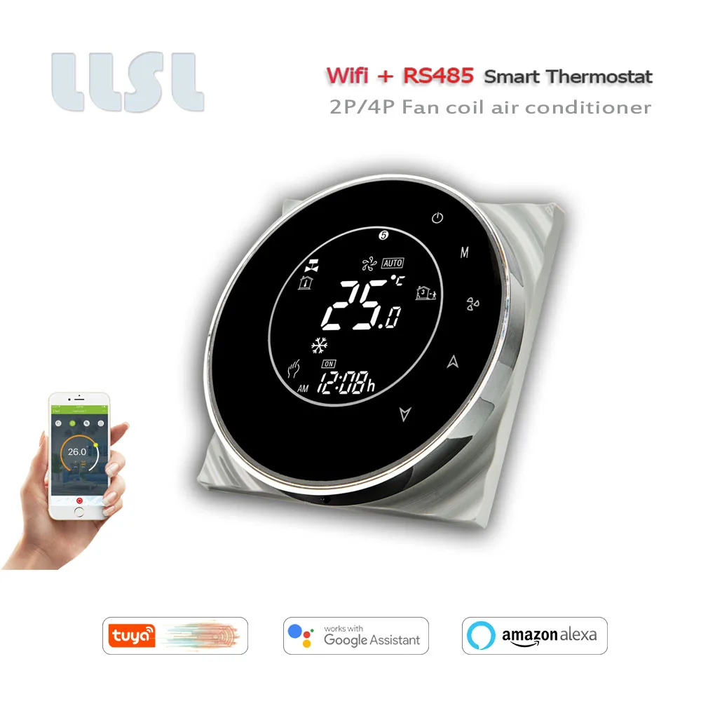 Thermostat RS485 Modbus et WIFI Tuya, régulateur de bobine de ventilateur 2P/4P pour refroidissement/chauffage, fonctionne avec Alexa Google Home