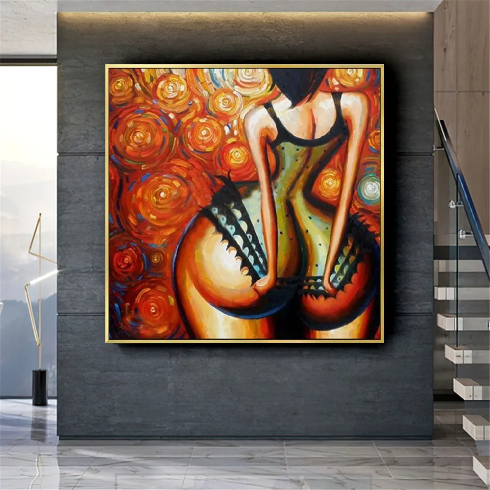 Exaggerated Art Canvas Painting Body Art Decorative Wall Painting Pure Hand-Painted Abstract Oil Painting Home Hotel Decor Mural