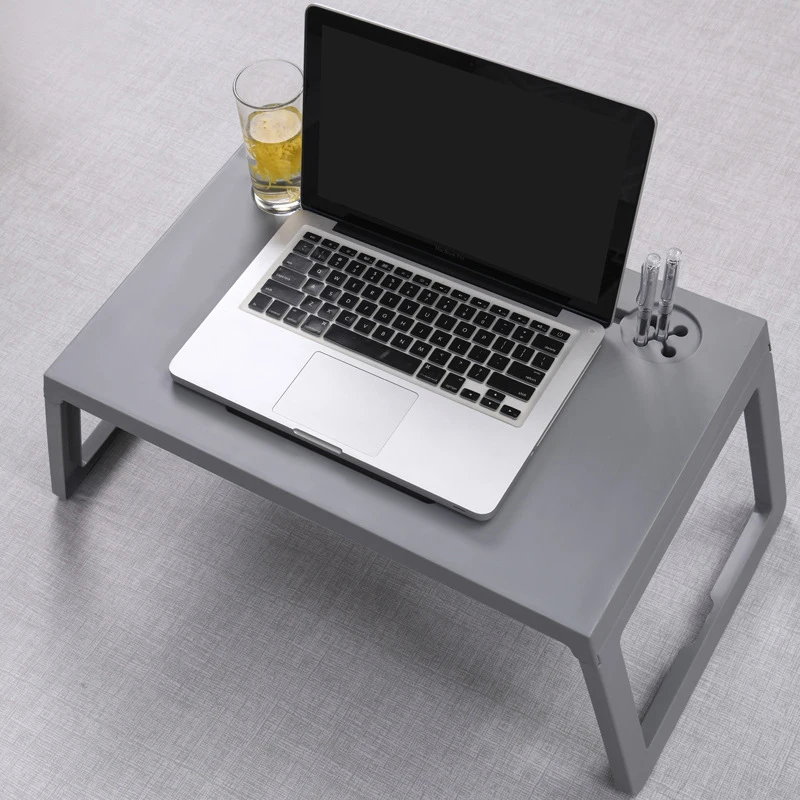 Scrivania da tavolo per Laptop per letto, vassoio per Computer in plastica con cassetto portaoggetti e Pad, portabicchieri, portapenne, scrivania pieghevole, mobili da tavolo