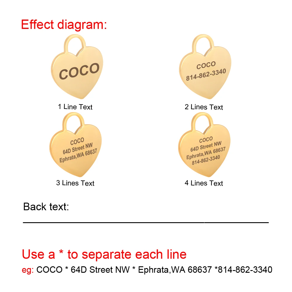 Targhetta identificativa per cani con cuore personalizzato incisa targhetta per animali domestici piccola media grande targhetta per cani in acciaio