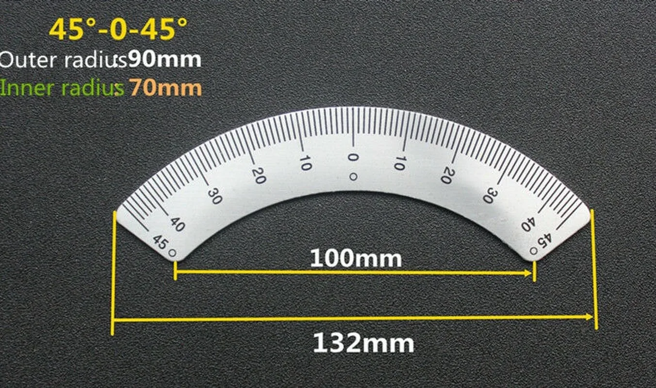 Milling Machine 45-0-45 Scale Ruler Sticking Aluminum Arc Scale Angle Ruler