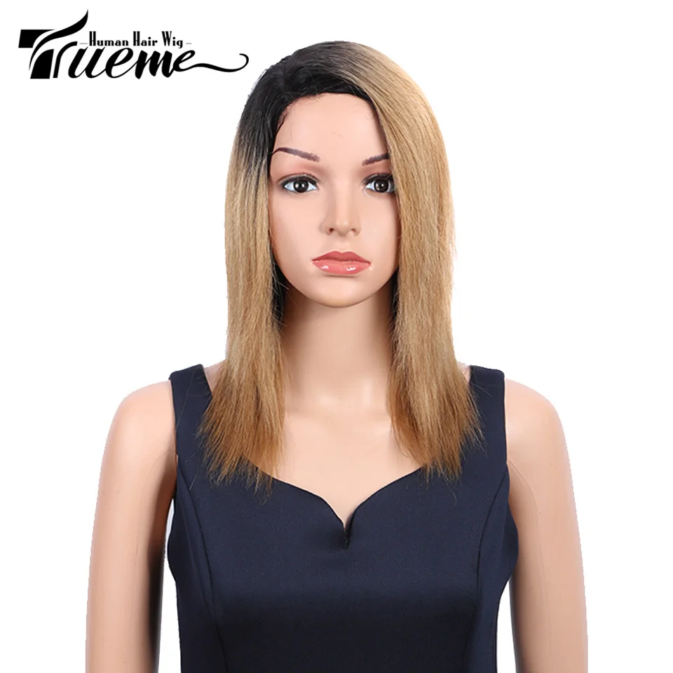 

Trueme Wet And Wavy Wig Colored Straight Human Hair Wigs For Women Ombre Blonde Burgundy Loose Wave Wet And Wavy Lace Part Wig