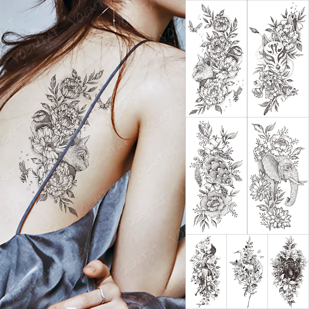 

Waterproof Temporary Tattoo Sticker Cat fox flowers bee lines Flash Tattoos Tiger fox snake Body Art Arm Fake Tatoo Women Men