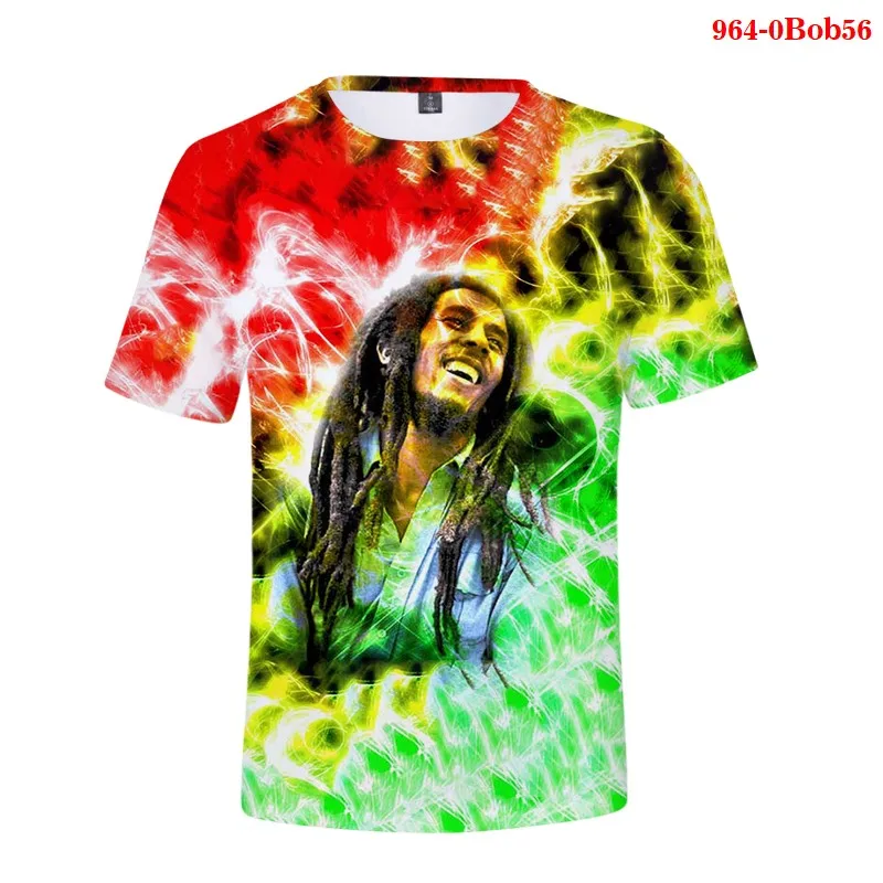 Men\'s T-shirt Bob Marley Rock Hip Hop T Shirt Men Male Summer Plus Size Streetwear Casual O-Neck Reggae Star Bob Marley T-Shirt