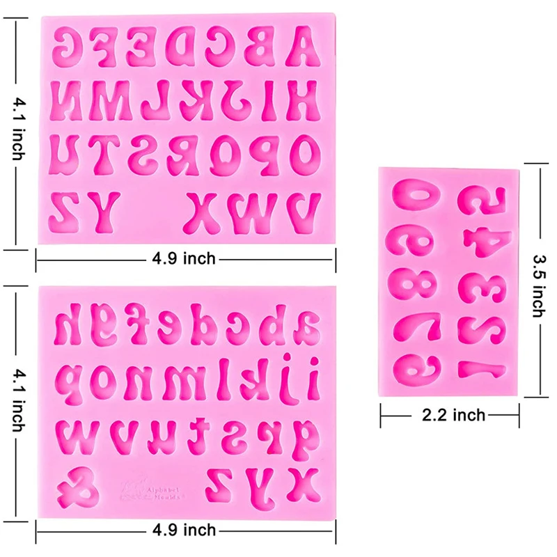 3pcs Number Capital Letter Mold Silicone Fondant Mold Cake Decorating Tools Uppercase Lowercase Chocolate Candy Baking Molds