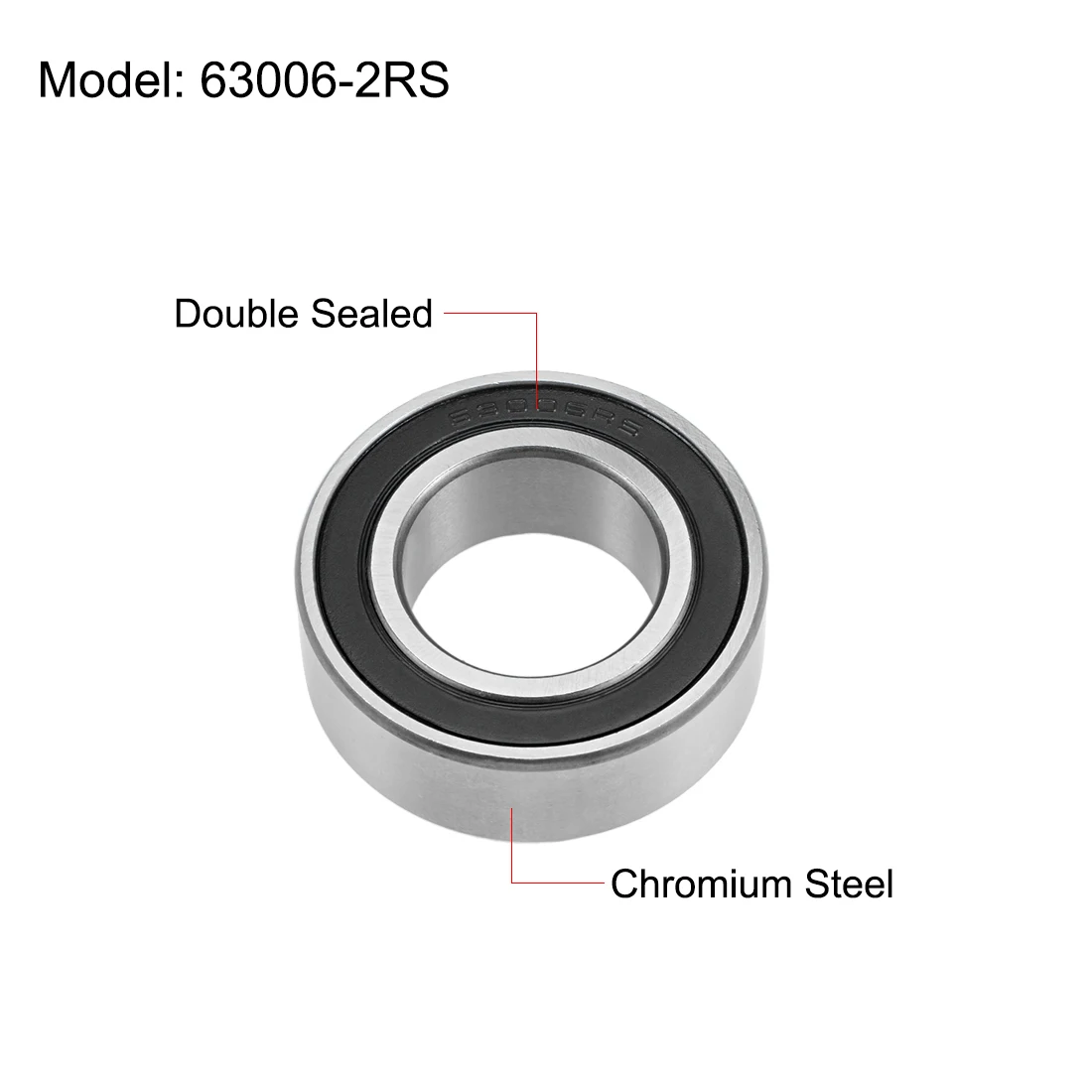 uxcell 1Pcs 63006-2RS Deep Groove Ball Bearings 30mm x 55mm x 19mm Double Sealed Chrome Steel Z2 ABEC1 for Home Office DIY