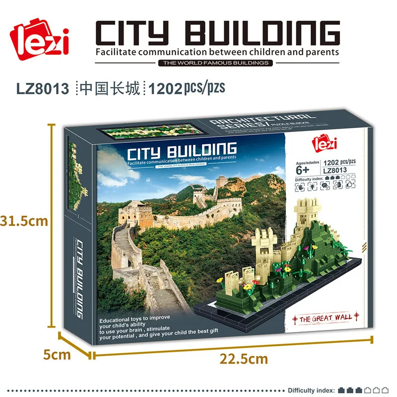 1202pcs+ The Great Wall Mirco Blocks LZ8013 Chinese Famous Architecture Building Brick 3D Model City Blocks Toys For Children