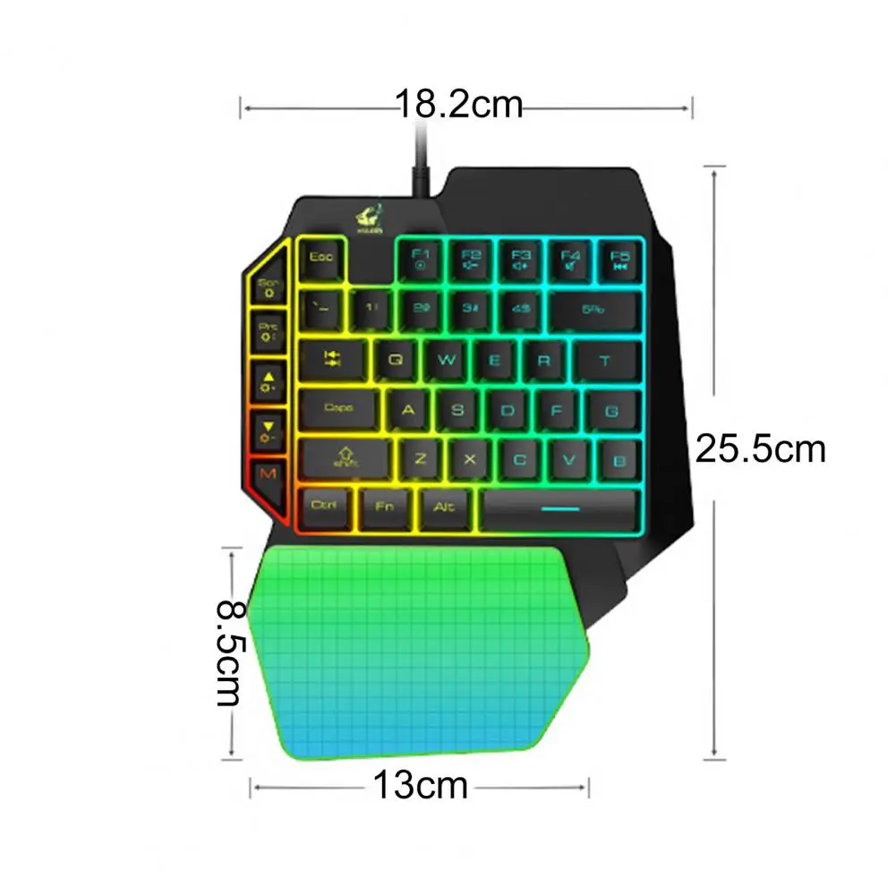 K15 Keyboard Glowing Characters Strong Resilience RGB One Handed Mechanical Gaming Keyboard for Computer