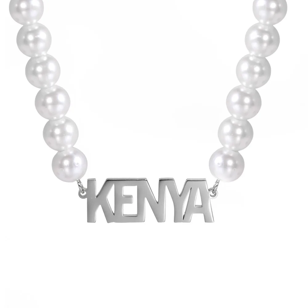 Sipuris Perlen-Halsketten mit individuellem Namen, Edelstahl, personalisierte Namenshalsketten, goldener Choker für Damen, Schmuck, Hochzeitsgeschenke – Detail 12