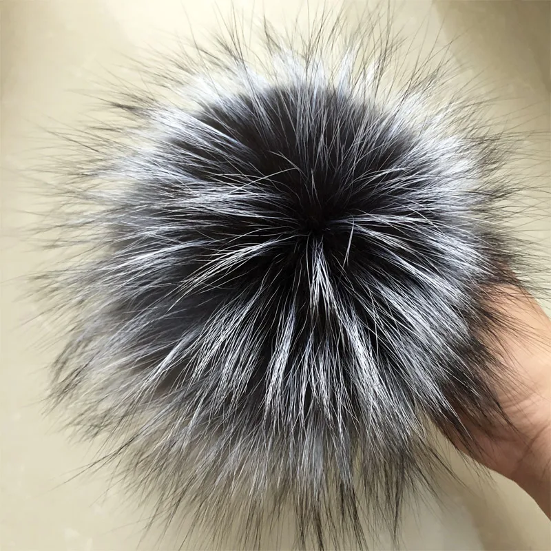 DIY 100% natural fox fur pom pom raccoon fur pom pom for hat beanies Fur Pompon For Caps Bags Scarf Accessories