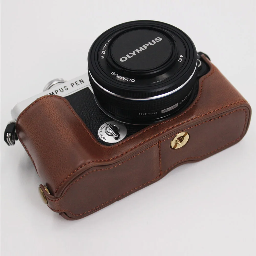 Camera Bag PU Leather Half Body Case For Olympus PEN E-P7 EP7