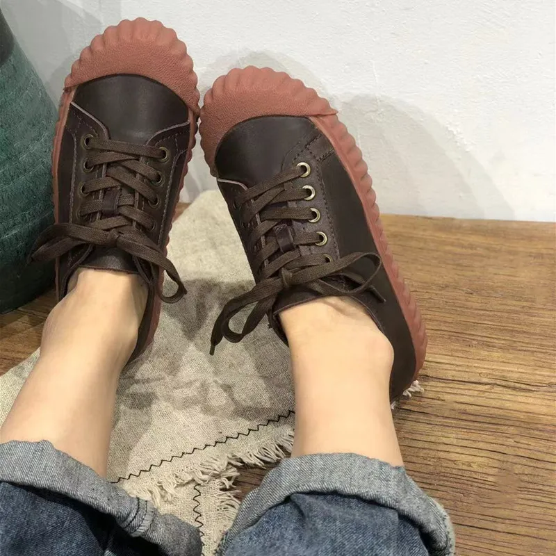 Leather Lace-up Biscuit Shoes