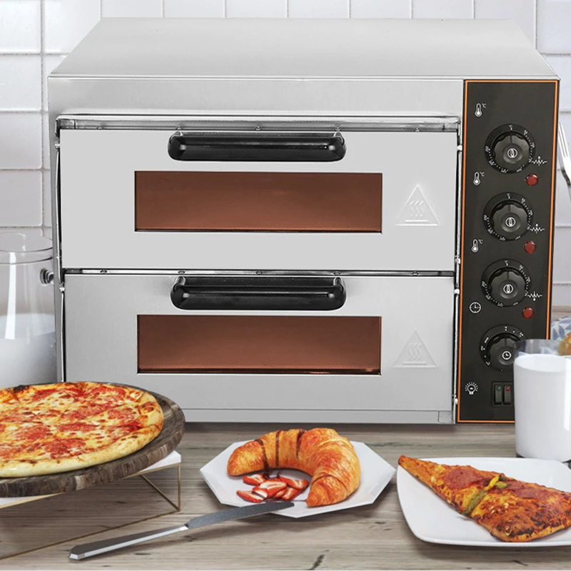 220v forno elétrico comercial pizza forno torrado pão bolo pizza máquina de cozimento processador de alimentos