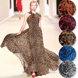 1 meter 100% Mulberry Silk 6 momme Soft Chiffon Thin Type Silk Fabric Leopards Printed 135cm 53