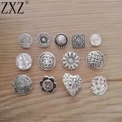 ZXZ 20pcs Coat Button Flower Heart Flower Round Metal Beads Button Sewing For Leather Craft Clothes Bags Accessories