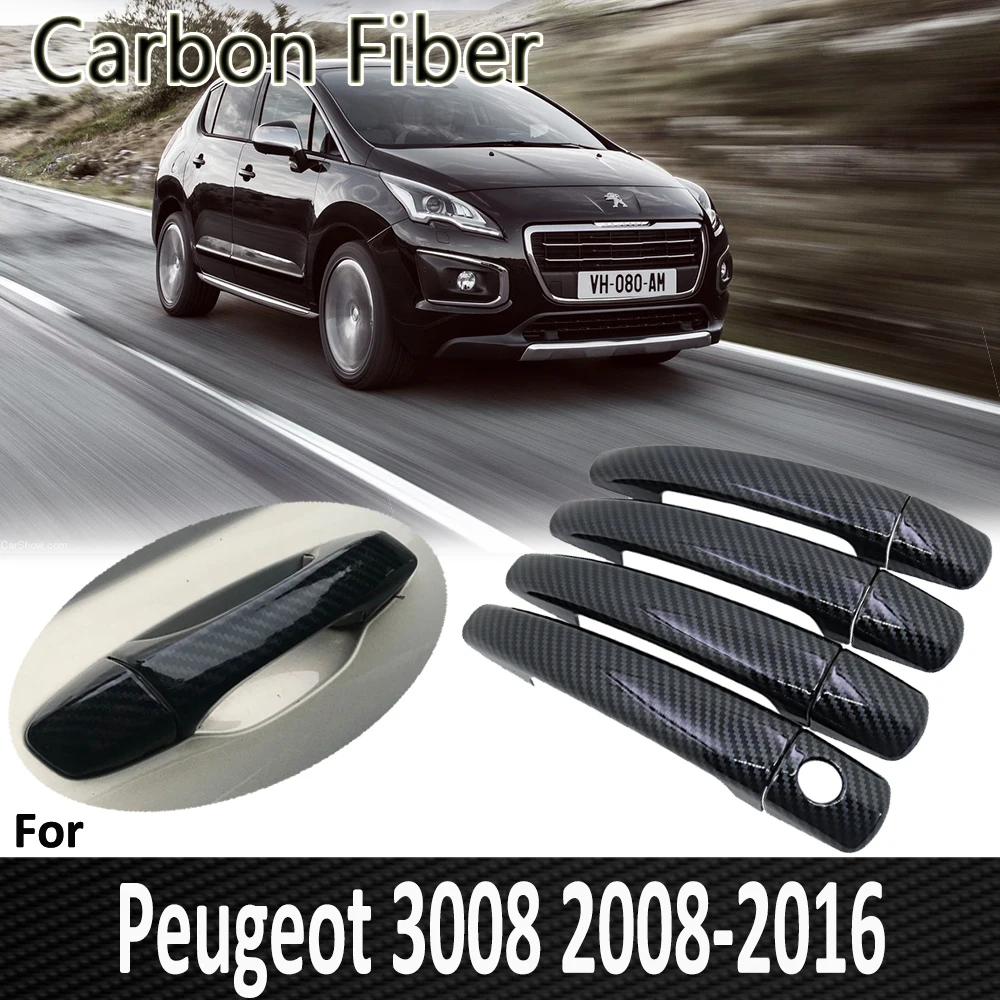 

Черное углеродное волокно для Peugeot 3008 2008 2009 2010 2011 2012 2013 2014 2015 2016, наклейка на дверную ручку, автомобильные аксессуары