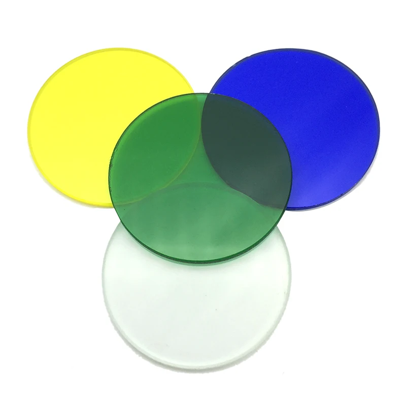 Optical Filter Diameter 32mm Transparent Red Green Blue Frosted White Yellow Optical Glass for Biological Microscope