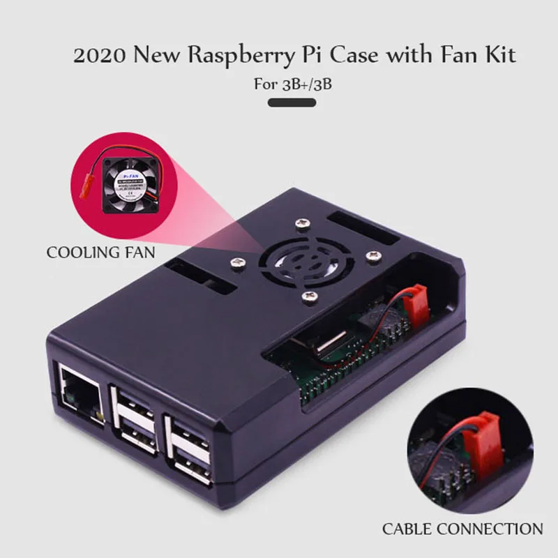 Raspberry Pi 3 B+/3B Case with Fan ABS Shell with Cooling Fan For Pi 3 Model B+/ 3B