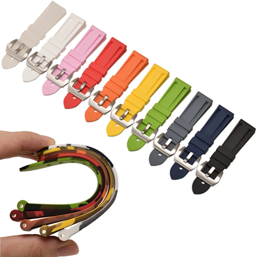 Sports Style Rubber Strap 20MM 22MM 24MM26MM Strap For Pam Watch band Dustproof Waterproof Watchbands For Pam Watch Strap