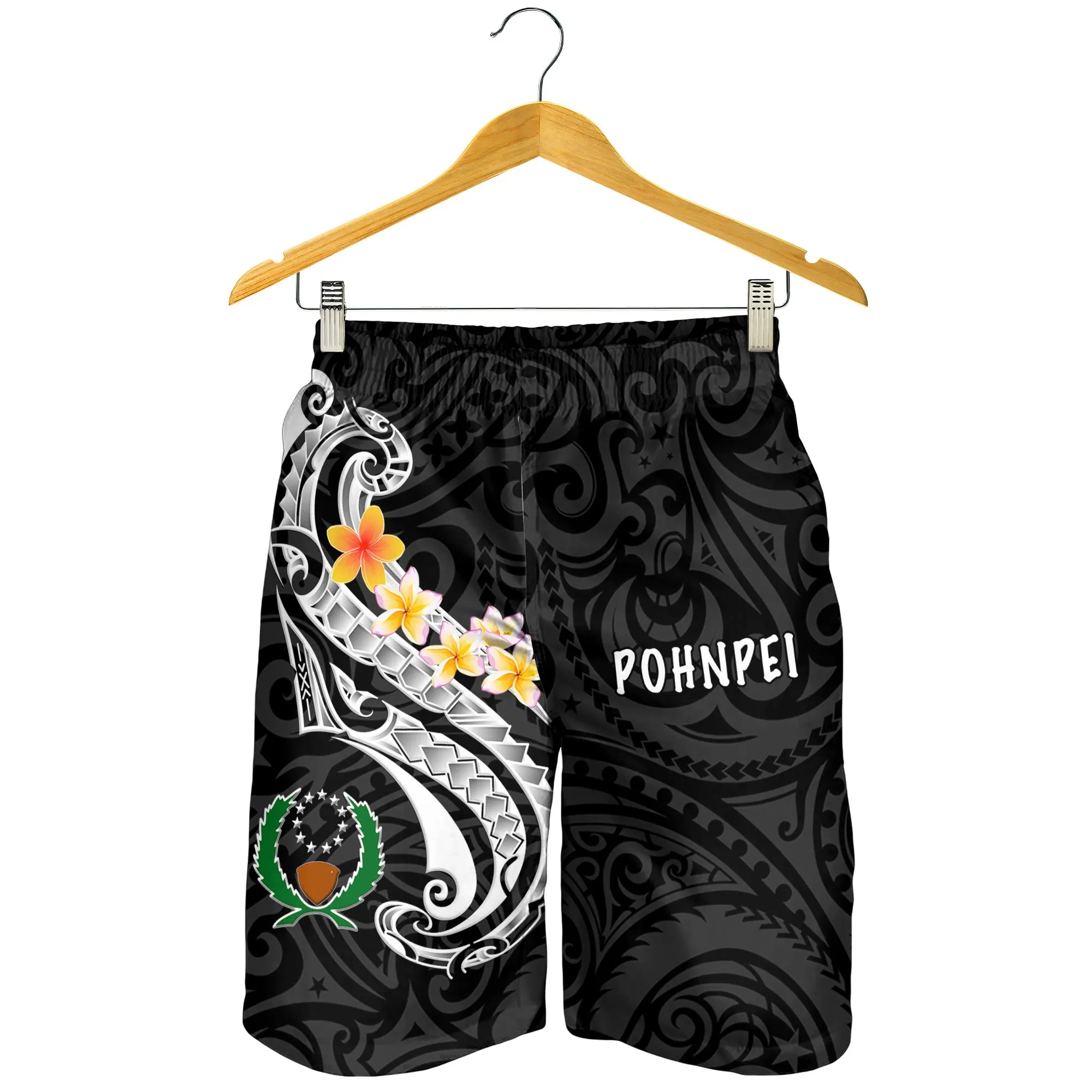 PLstar Cosmos Pohnpei Polynesian Culture Tribe Island Retro Tattoo 3DPrint Streetwear Summer Casual Funny Beach Short Pants A-2