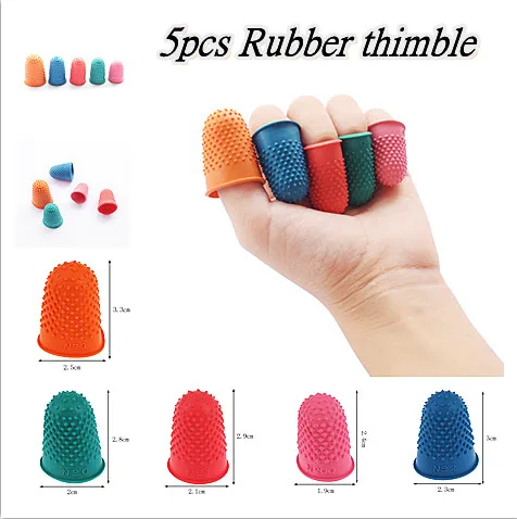 2022 5Pcs Multiple Color Reusable Finger Cover Protector Gloves Non-slip Rubber Needlework Sewing Accessories Nail Tool